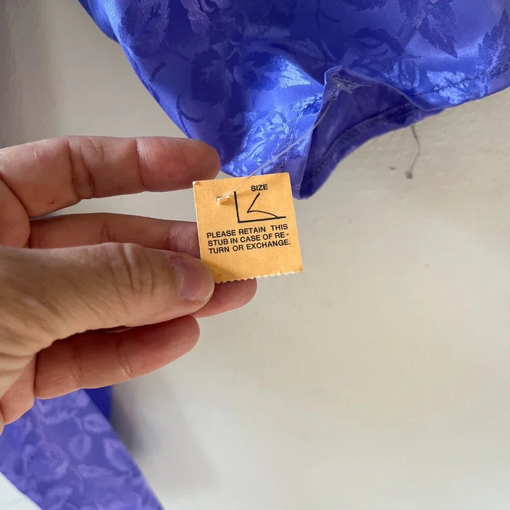 Topics Sz‎ Large Pullover Purple Metallic Floral Blouse Knit Tie Banded Hem - Picture 6 of 7